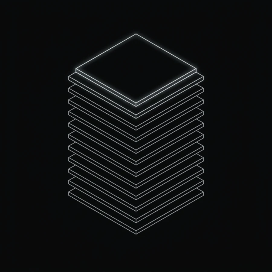 Wireframe of a stack of thin plates