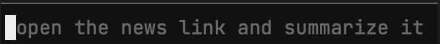 A rough prompt typed into Loom: open the news link and summarize it