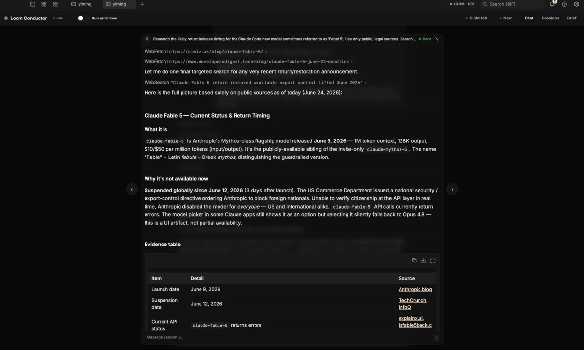 Loom's deep-research report with a cited evidence table